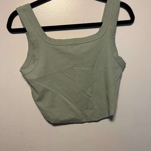 NWT Madewell Ribbed Square Neck Crop Top Sage Green Sleeveless Tank – Women’s M - Picture 2 of 3